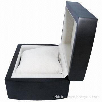 High-end Wooden Gift Box with High Gloss Coating, PU Leather Pillow and Flannel Lining Inside